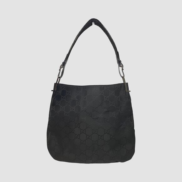 Gucci GG Jacquard Shoulder Bag Black Silver Hardware COA Leather Trim - Picture 1 of 16